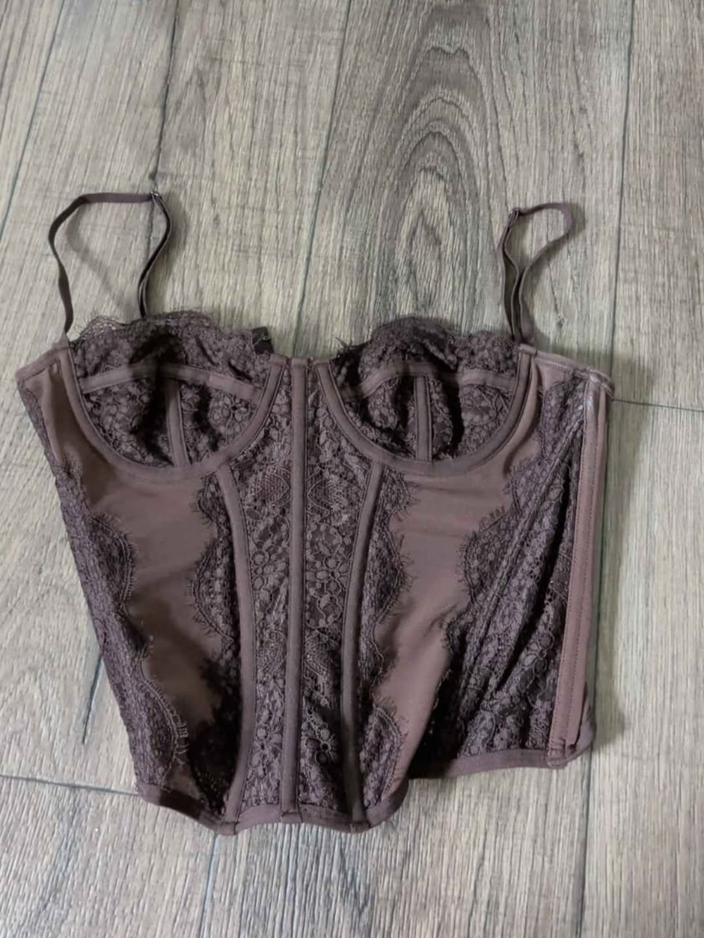 Lace Bustier Corset Top - Brown